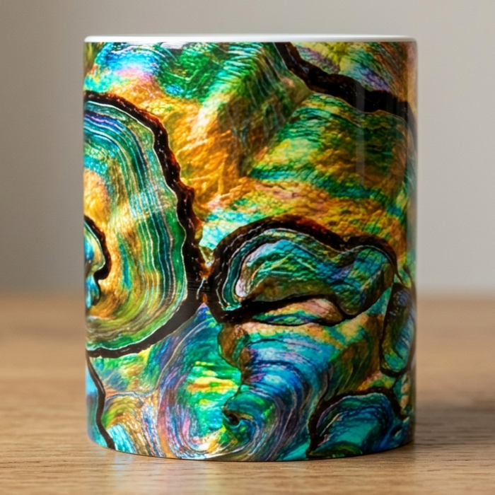 Taza Abalone Imperial - Arte con Textura de Madreperla | CAFFIVERSO